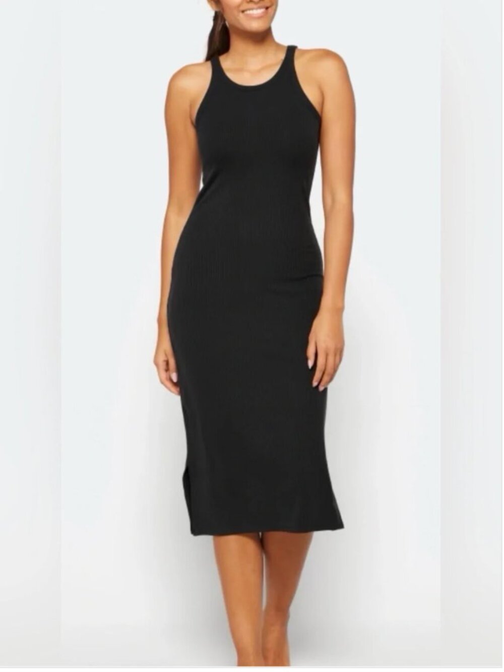 Richer Poorer Women’s Black Ribbed Midi Dress